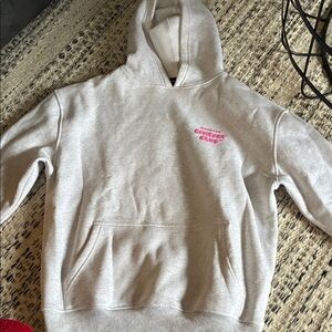 White Fox Boutique Gray Hoodie with Pink Logo